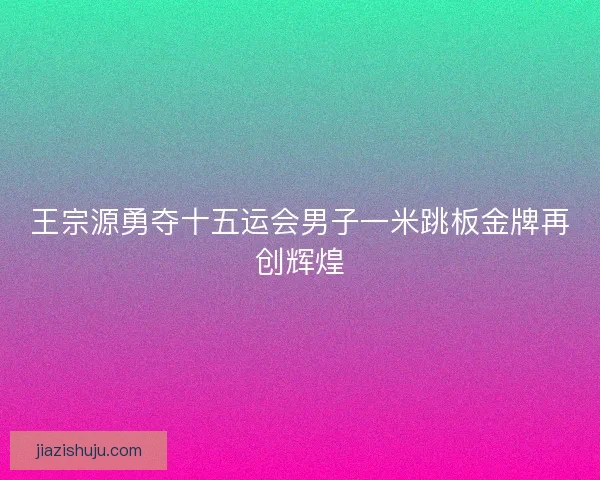 王宗源勇夺十五运会男子一米跳板金牌再创辉煌
